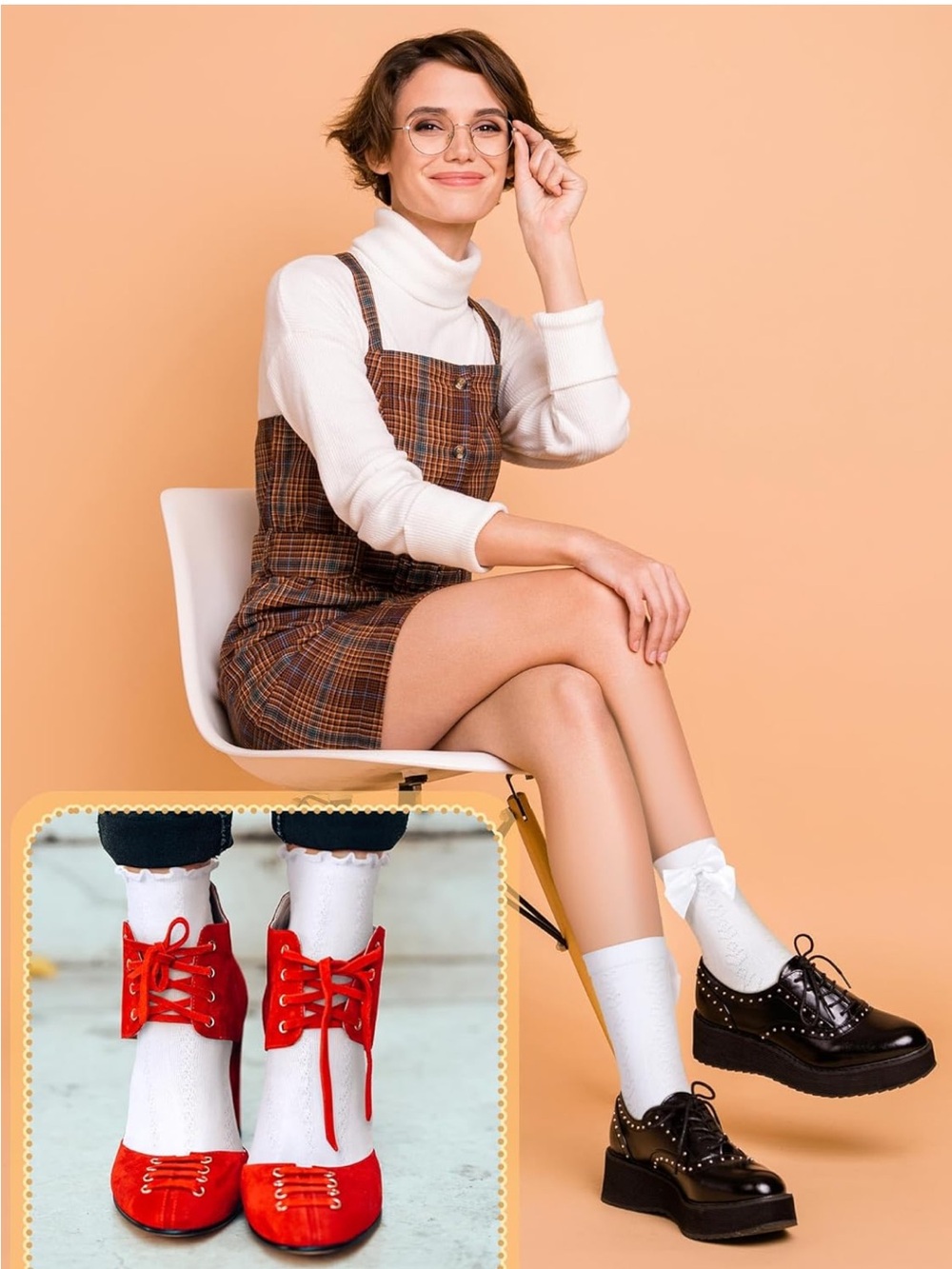 4 Pairs of White Lace/Ruffle Socks